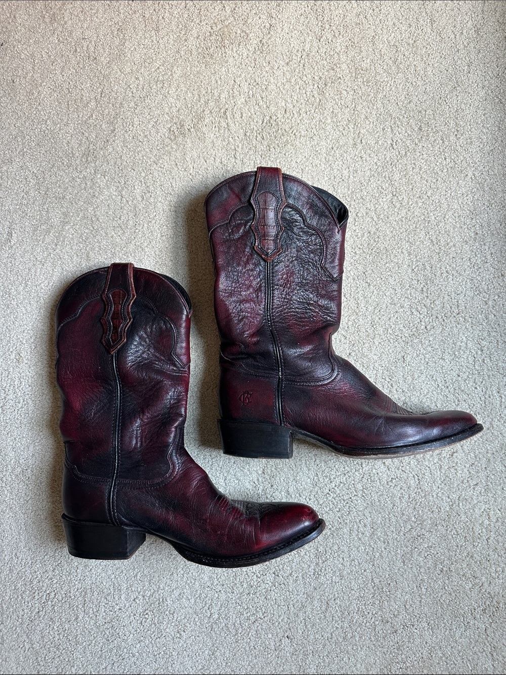 Cattle Baron Men's Burgundy Leather Western Boots - Classic Cowboy Style